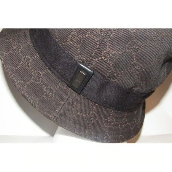 Gucci Camel Guccissima Print on Brown Traditional Web Fedora - Picture 4 of 5